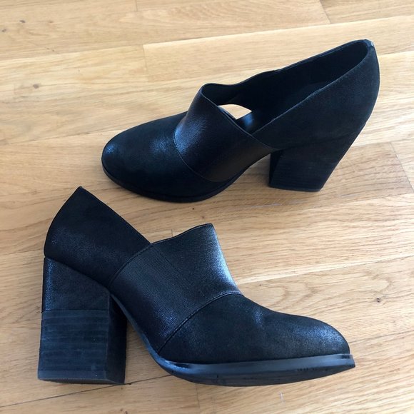 *ANTELOPE* Genuine Leather 903 Hi Banded Block Heel Black Shoes - Size 6.5 - Picture 4 of 16